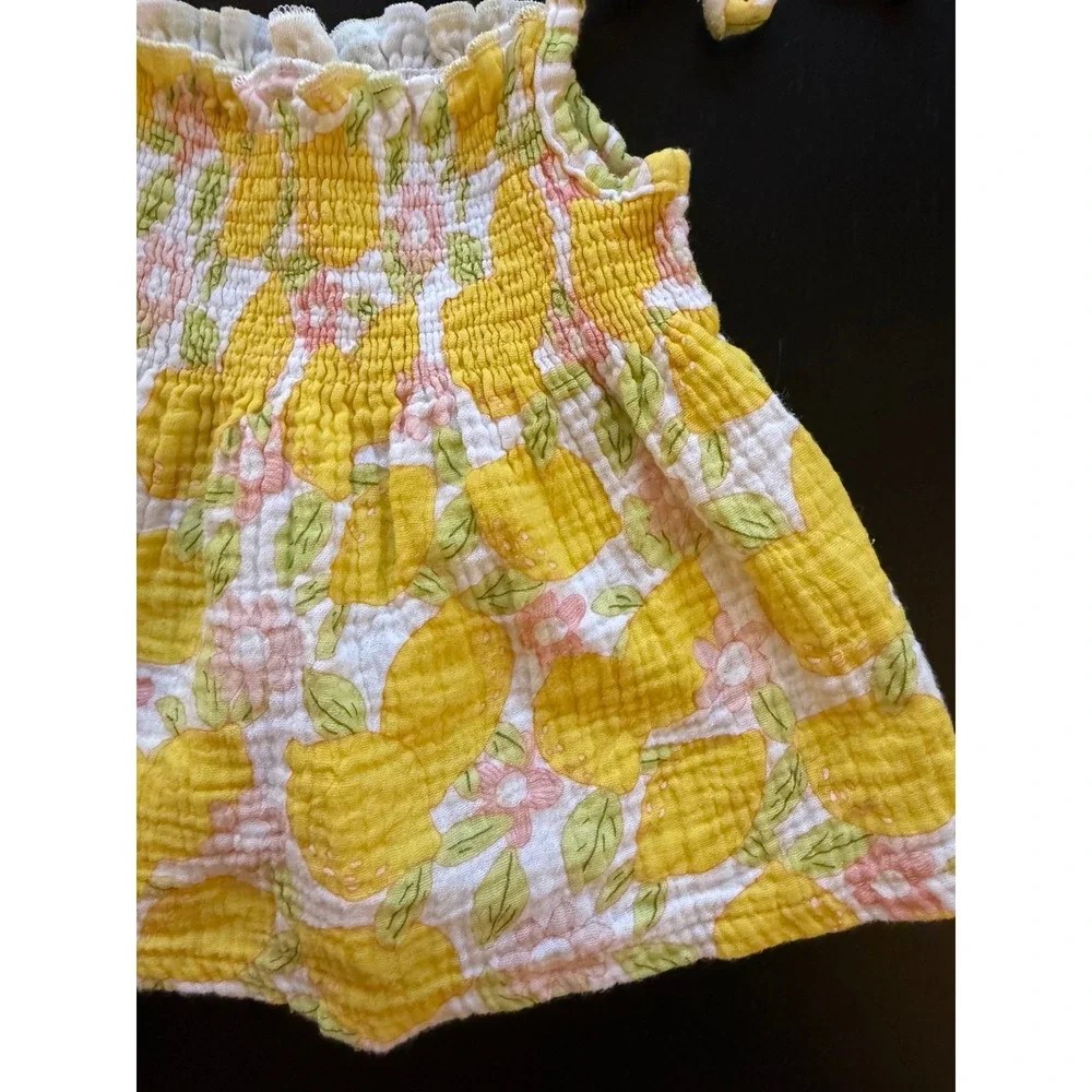 Starting‎ Out Baby Smocked Lemon Top Girls 12m Yellow Soft Lightweight Cotton